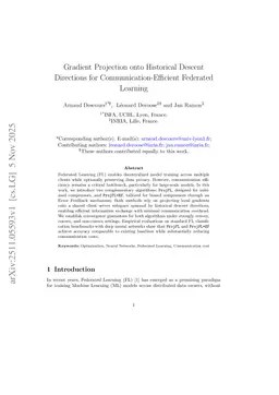 Gradient Projection onto Historical Descent Directions for Communication-Efficient Federated Learning