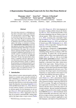 A Representation Sharpening Framework for Zero Shot Dense Retrieval