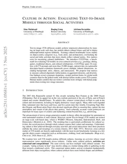 Culture in Action: Evaluating Text-to-Image Models through Social Activities