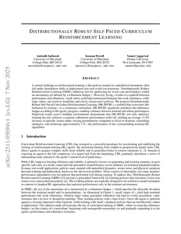 Distributionally Robust Self Paced Curriculum Reinforcement Learning