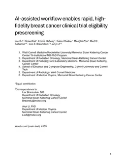 AI-assisted workflow enables rapid, high-fidelity breast cancer clinical trial eligibility prescreening