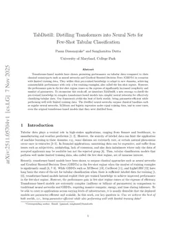 TabDistill: Distilling Transformers into Neural Nets for Few-Shot Tabular Classification