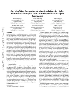 AdvisingWise: Supporting Academic Advising in Higher Education Settings Through a Human-in-the-Loop Multi-Agent Framework