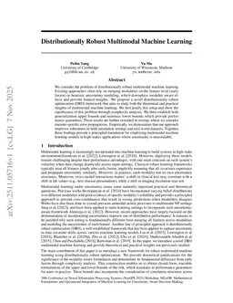 Distributionally Robust Multimodal Machine Learning