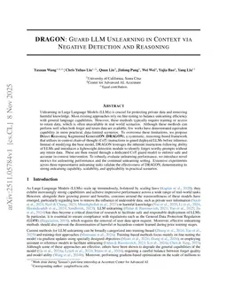DRAGON: Guard LLM Unlearning in Context via Negative Detection and Reasoning