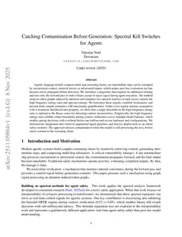 Catching Contamination Before Generation: Spectral Kill Switches for Agents