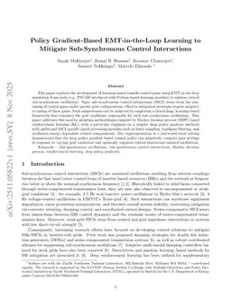 Policy Gradient-Based EMT-in-the-Loop Learning to Mitigate Sub-Synchronous Control Interactions