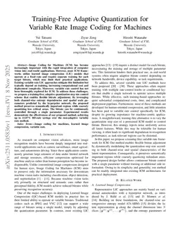 Training-Free Adaptive Quantization for Variable Rate Image Coding for Machines