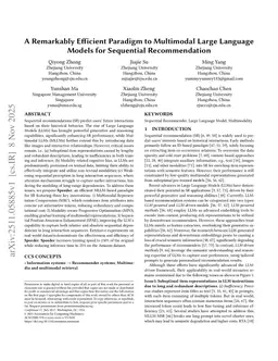 A Remarkably Efficient Paradigm to Multimodal Large Language Models for Sequential Recommendation