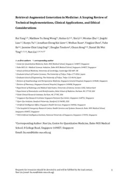 Retrieval-Augmented Generation in Medicine: A Scoping Review of Technical Implementations, Clinical Applications, and Ethical Considerations