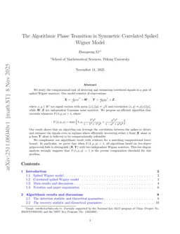 The Algorithmic Phase Transition in Correlated Spiked Models