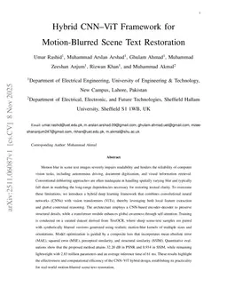 Hybrid CNN-ViT Framework for Motion-Blurred Scene Text Restoration