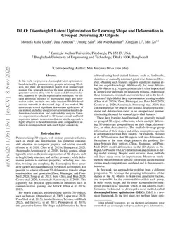 DiLO: Disentangled Latent Optimization for Learning Shape and Deformation in Grouped Deforming 3D Objects