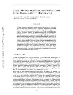 Large Language Models Develop Novel Social Biases Through Adaptive Exploration