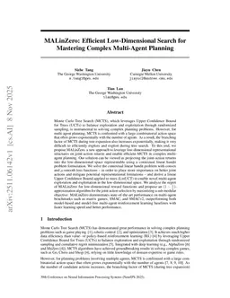 MALinZero: Efficient Low-Dimensional Search for Mastering Complex Multi-Agent Planning