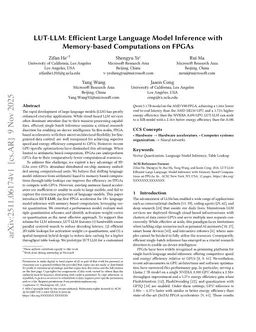 LUT-LLM: Efficient Large Language Model Inference with Memory-based Computations on FPGAs