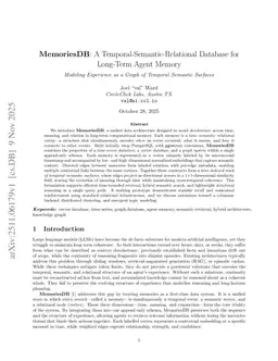 MemoriesDB: A Temporal-Semantic-Relational Database for Long-Term Agent Memory / Modeling Experience as a Graph of Temporal-Semantic Surfaces
