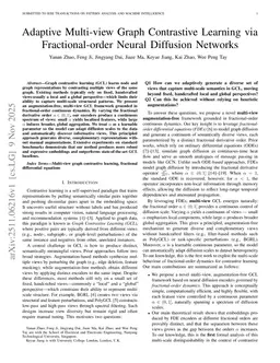 Adaptive Multi-view Graph Contrastive Learning via Fractional-order Neural Diffusion Networks