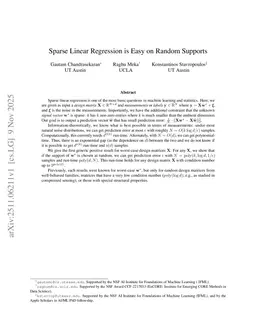 Sparse Linear Regression is Easy on Random Supports