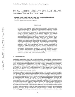MoRA: Missing Modality Low-Rank Adaptation for Visual Recognition