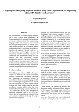 Analyzing and Mitigating Negation Artifacts using Data Augmentation for Improving ELECTRA-Small Model Accuracy