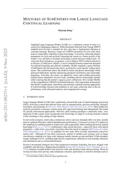 Mixtures of SubExperts for Large Language Continual Learning