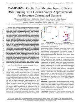 CAMP-HiVe: Cyclic Pair Merging based Efficient DNN Pruning with Hessian-Vector Approximation for Resource-Constrained Systems