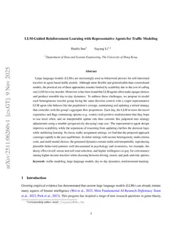LLM-Guided Reinforcement Learning with Representative Agents for Traffic Modeling