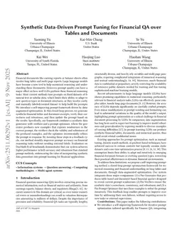 Synthetic Data-Driven Prompt Tuning for Financial QA over Tables and Documents