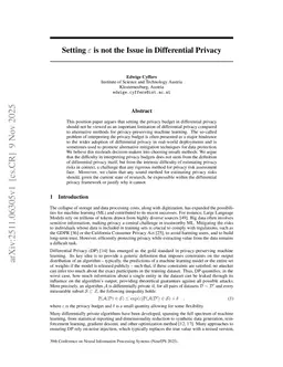 Setting $\varepsilon$ is not the Issue in Differential Privacy