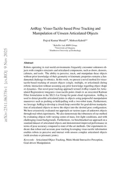 ArtReg: Visuo-Tactile based Pose Tracking and Manipulation of Unseen Articulated Objects