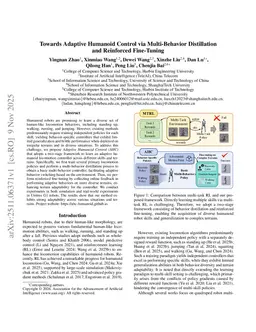 Towards Adaptive Humanoid Control via Multi-Behavior Distillation and Reinforced Fine-Tuning