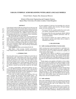 SAR-LM: Symbolic Audio Reasoning with Large Language Models