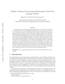 Adaptive Testing for Segmenting Watermarked Texts From Language Models