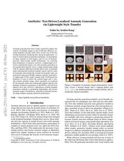 AnoStyler: Text-Driven Localized Anomaly Generation via Lightweight Style Transfer