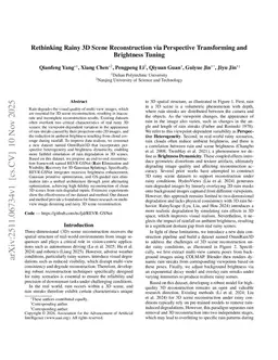 Rethinking Rainy 3D Scene Reconstruction via Perspective Transforming and Brightness Tuning