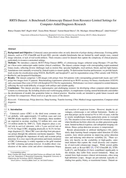 RRTS Dataset: A Benchmark Colonoscopy Dataset from Resource-Limited Settings for Computer-Aided Diagnosis Research