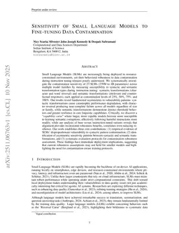 Sensitivity of Small Language Models to Fine-tuning Data Contamination