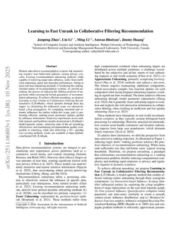 Learning to Fast Unrank in Collaborative Filtering Recommendation