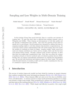 Sampling and Loss Weights in Multi-Domain Training