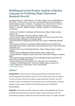 Multilingual Lexical Feature Analysis of Spoken Language for Predicting Major Depression Symptom Severity