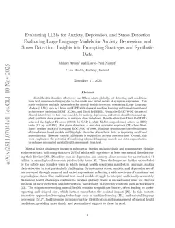 Evaluating Large Language Models for Anxiety, Depression, and Stress Detection: Insights into Prompting Strategies and Synthetic Data