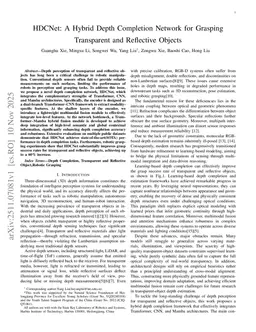 HDCNet: A Hybrid Depth Completion Network for Grasping Transparent and Reflective Objects