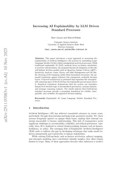 Increasing AI Explainability by LLM Driven Standard Processes