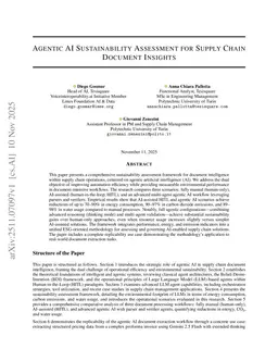 Agentic AI Sustainability Assessment for Supply Chain Document Insights