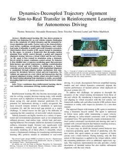 Dynamics-Decoupled Trajectory Alignment for Sim-to-Real Transfer in Reinforcement Learning for Autonomous Driving