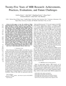 Twenty-Five Years of MIR Research: Achievements, Practices, Evaluations, and Future Challenges