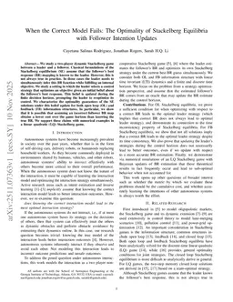 When the Correct Model Fails: The Optimality of Stackelberg Equilibria with Follower Intention Updates