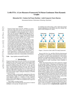 LoReTTA: A Low Resource Framework To Poison Continuous Time Dynamic Graphs