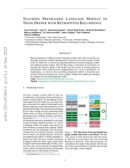 Teaching Pretrained Language Models to Think Deeper with Retrofitted Recurrence
